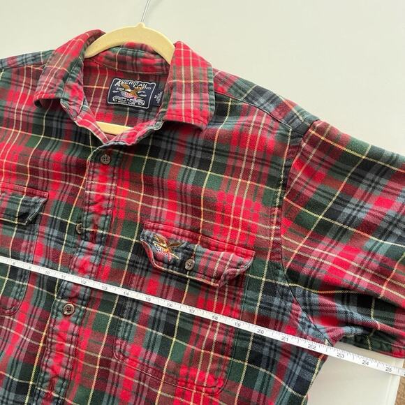 American Living vintage Red Green flannel button down Plaid Shirt cabincore - Picture 8 of 8